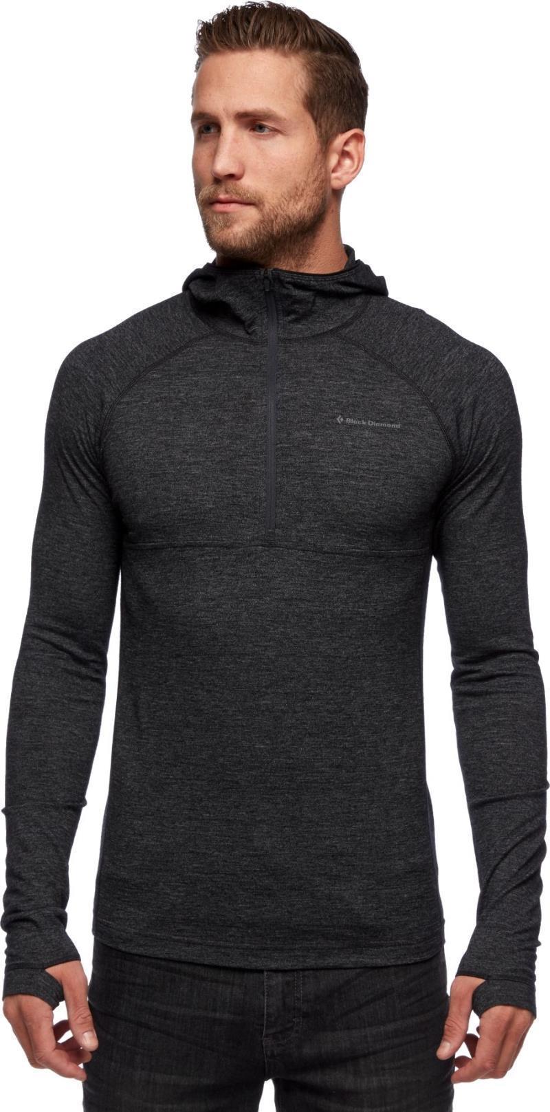 Solution 150 Merino Baselayer Half Zip Hoody - Mens - Black 2