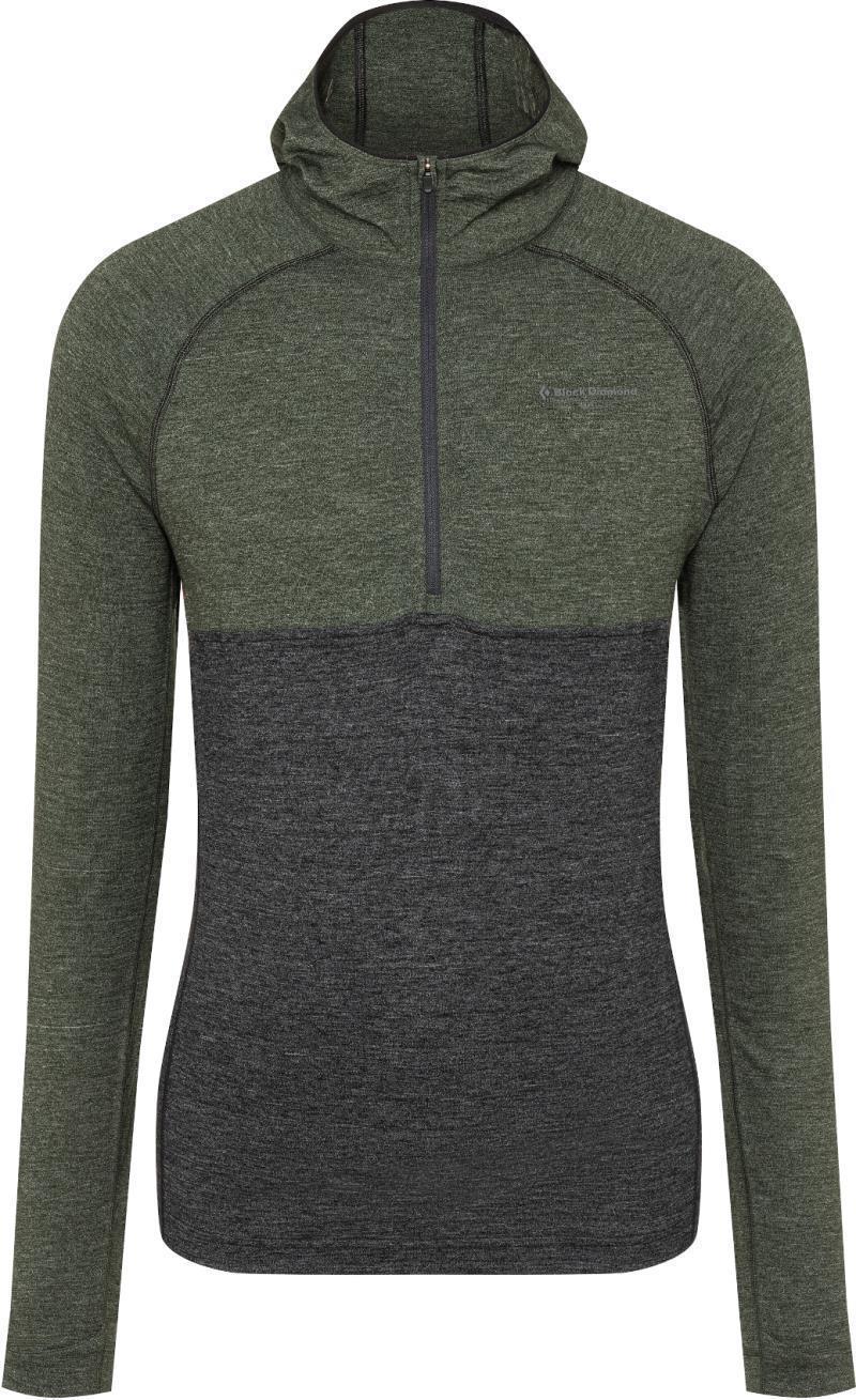 Solution 150 Merino Baselayer Half Zip Hoody - Mens - Black / Cypress 1