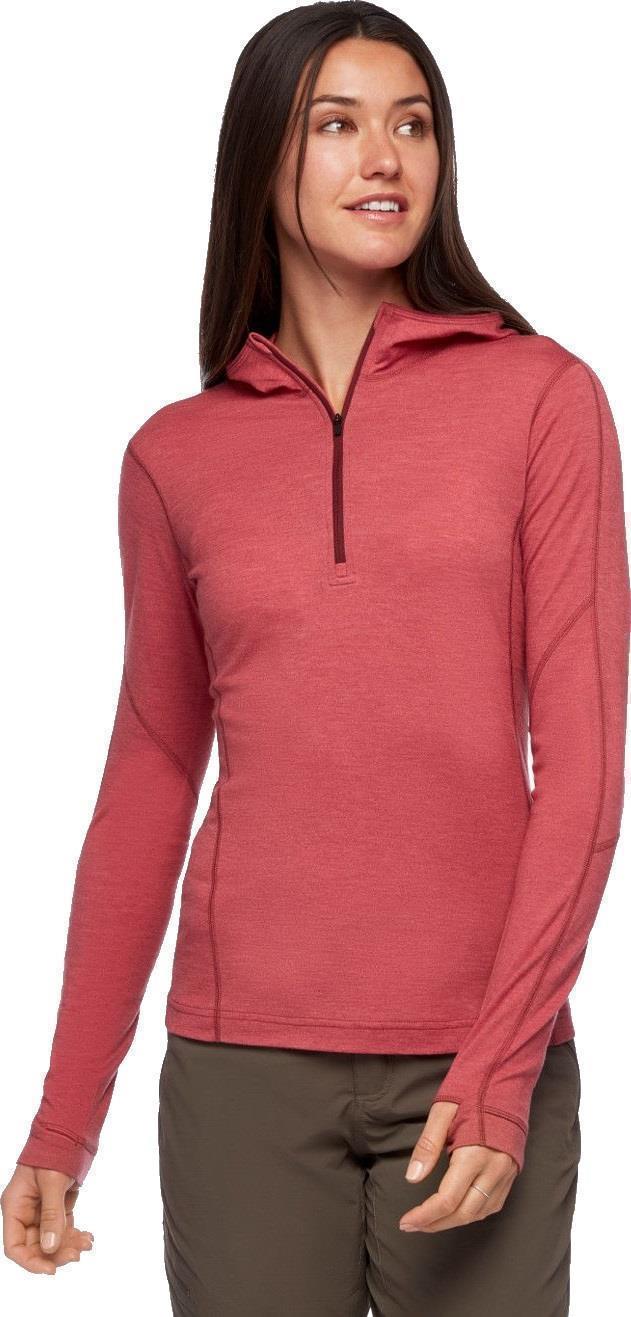 Solution 150 Merino Baselayer Quarter Zip Hoody - Womens - Wild Rose 2