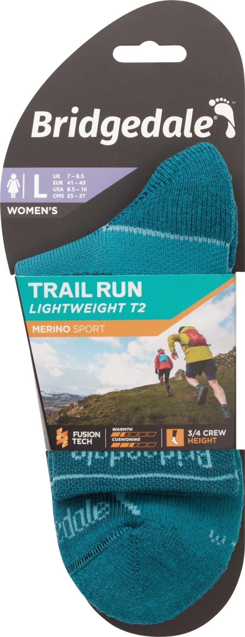 Trail Run Lightweight T2 Merino Sport 3/4 Crew Socks - Womens - Teal 3