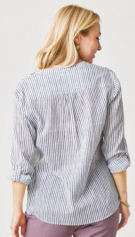 Dylan Gauze Shirt - Womens - Navy Milos Stripe 3