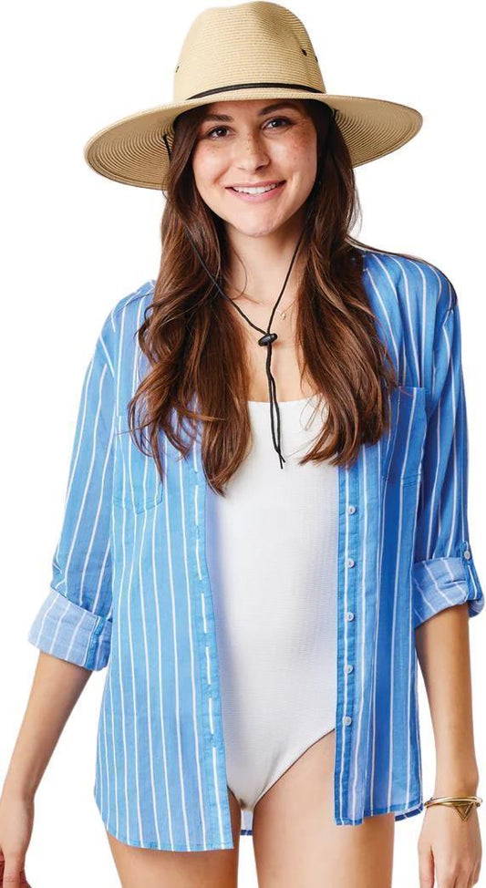 Dylan Gauze Tunic - Womens - Bluebay Stripe 1