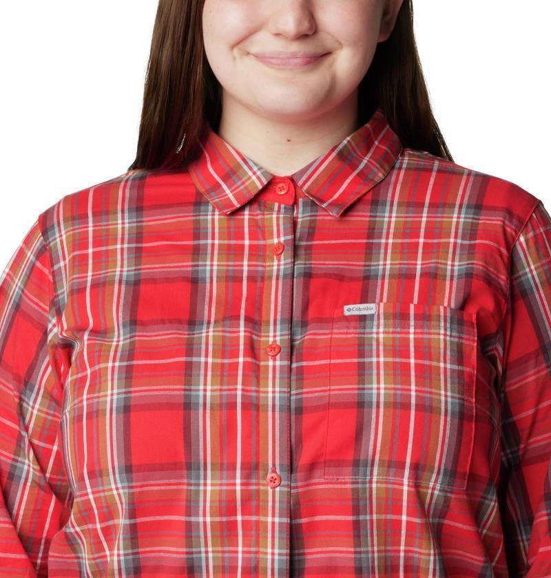 Anytime Patterned LS Shirt - Plus - Womens - Red Lily CSC Tartan 3