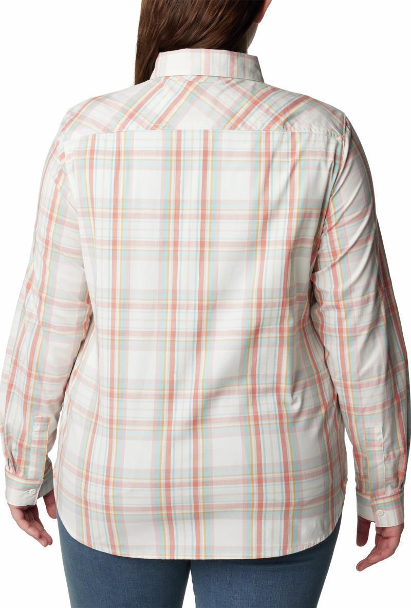 Anytime Patterned LS Shirt - Plus - Womens - Sunset Peach CSC Tartan 2