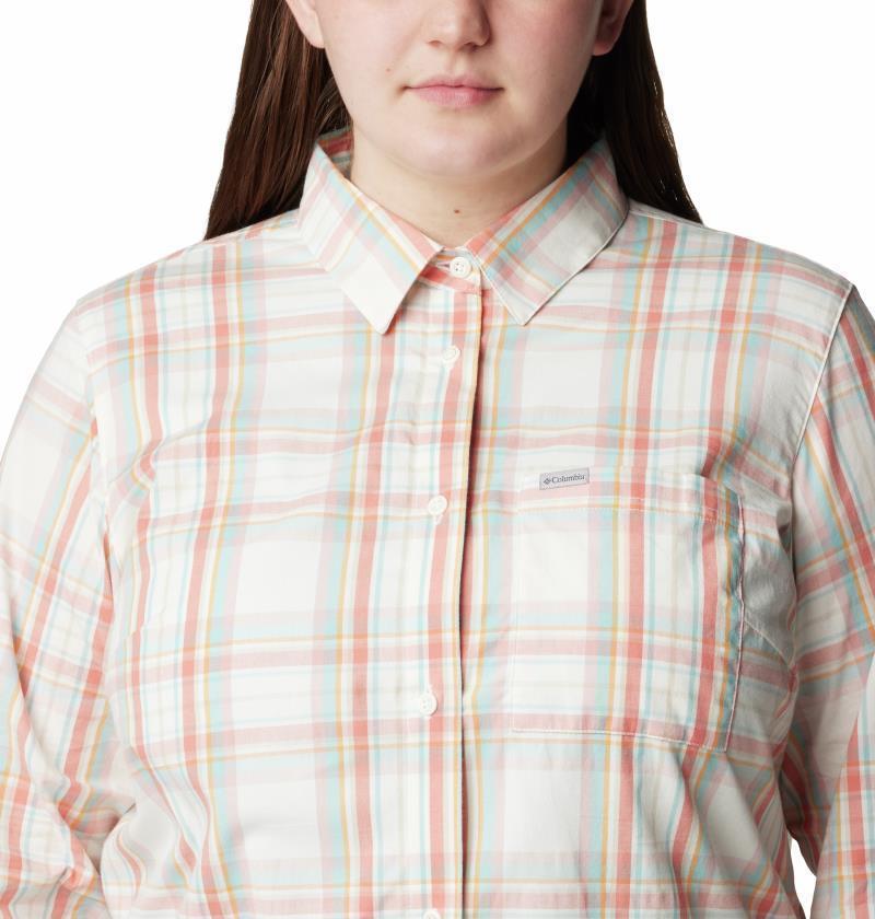 Anytime Patterned LS Shirt - Plus - Womens - Sunset Peach CSC Tartan 3