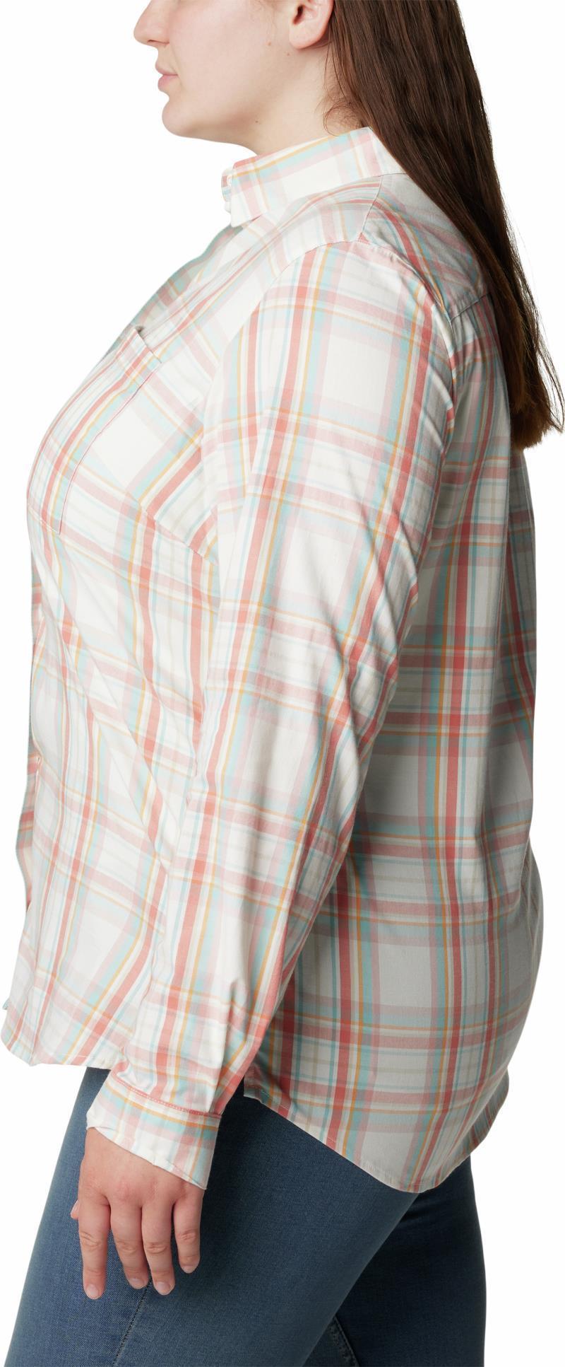 Anytime Patterned LS Shirt - Plus - Womens - Sunset Peach CSC Tartan 4