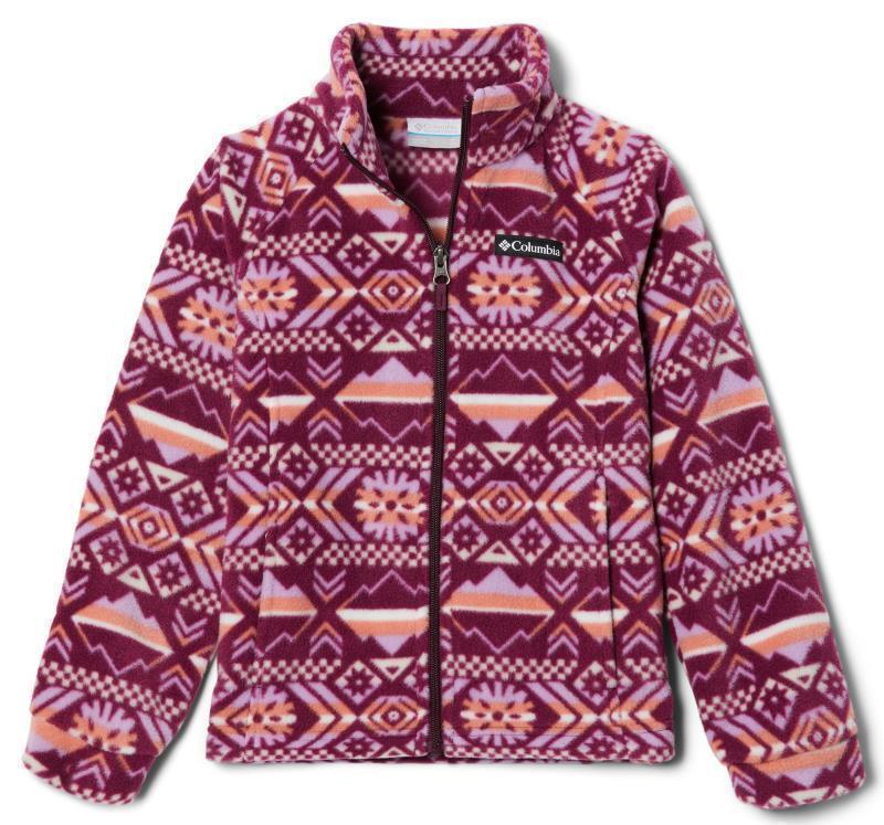 Benton Springs II Printed Fleece - Youth Girls - Marionberry Checkered Peaks 1