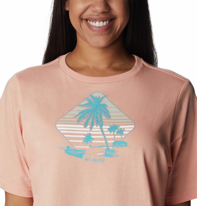 Bramley Bay Relaxed Tee - Womens - Light Coral / Panga Palms Graphic 4