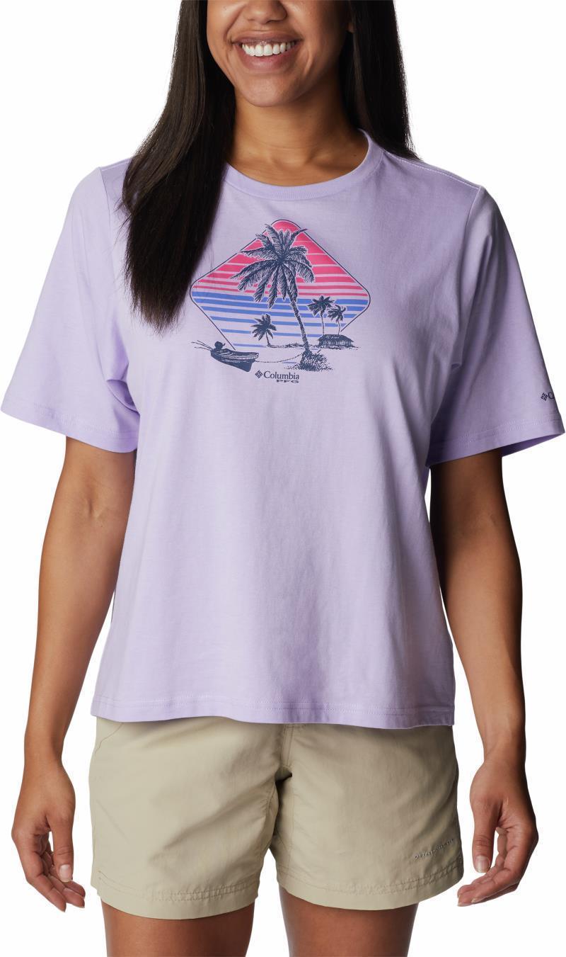 Bramley Bay Relaxed Tee - Womens - Soft Violet / Panga Palms Graphic 1