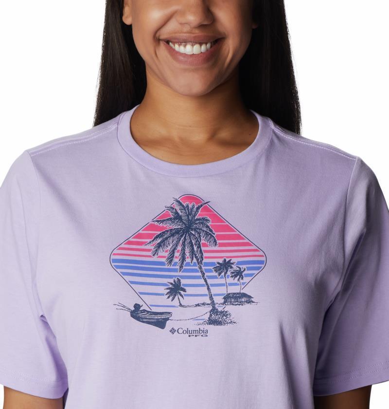 Bramley Bay Relaxed Tee - Womens - Soft Violet / Panga Palms Graphic 4