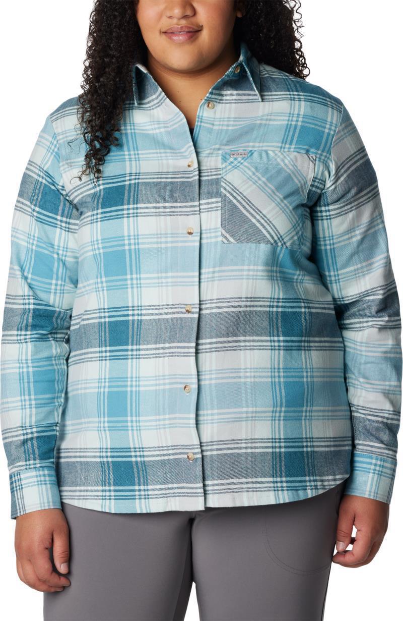 Calico Basin Flannel LS Shirt - Plus - Womens - Aqua Haze Dimensional Buffalo 1
