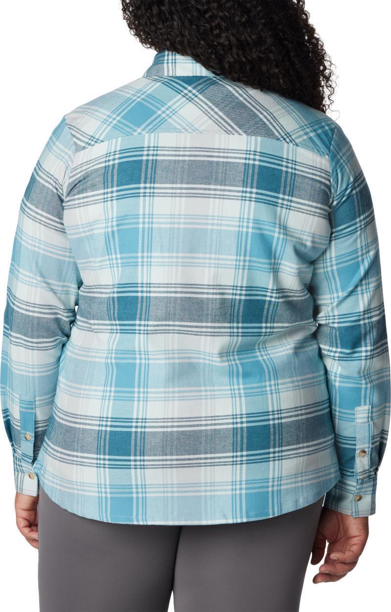 Calico Basin Flannel LS Shirt - Plus - Womens - Aqua Haze Dimensional Buffalo 2