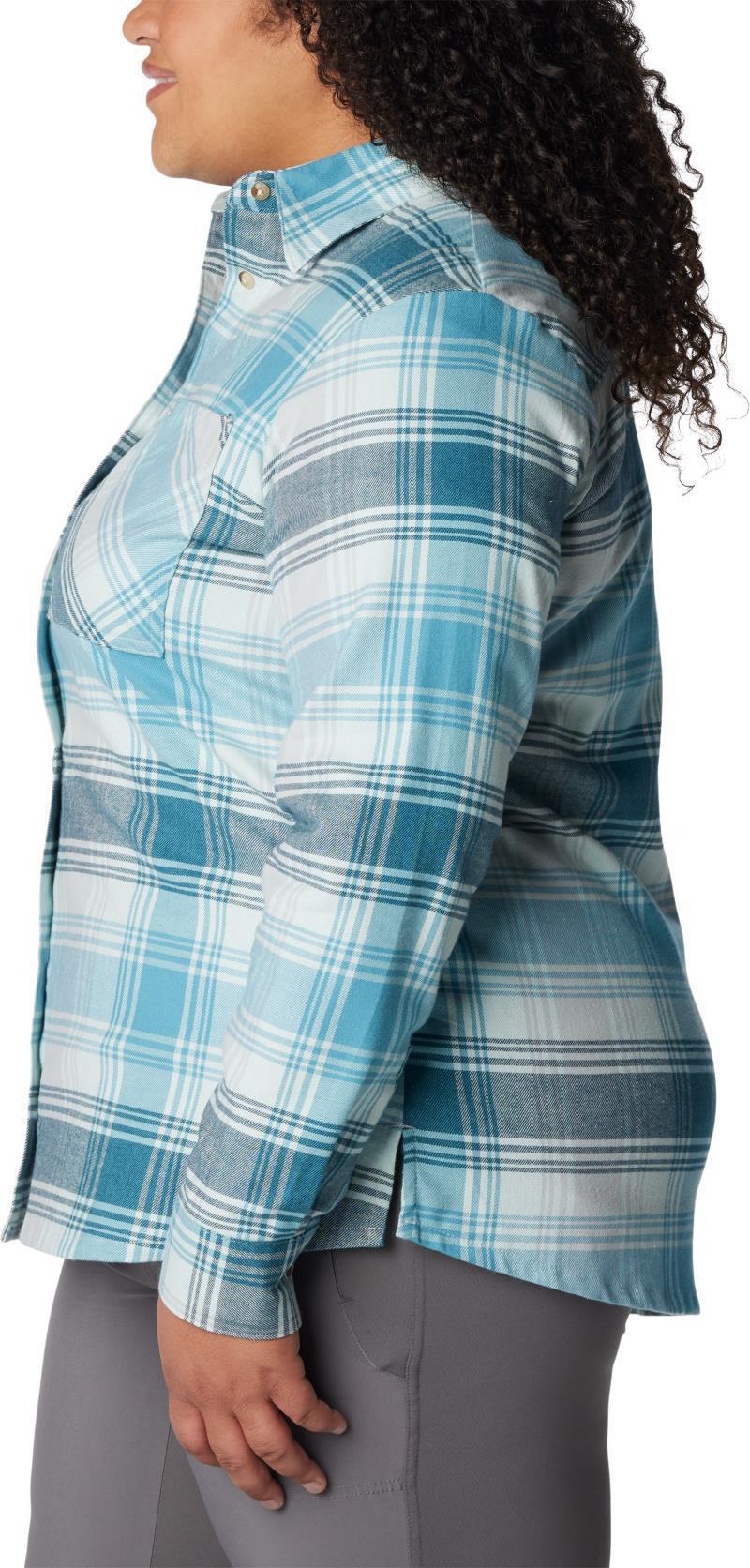 Calico Basin Flannel LS Shirt - Plus - Womens - Aqua Haze Dimensional Buffalo 4