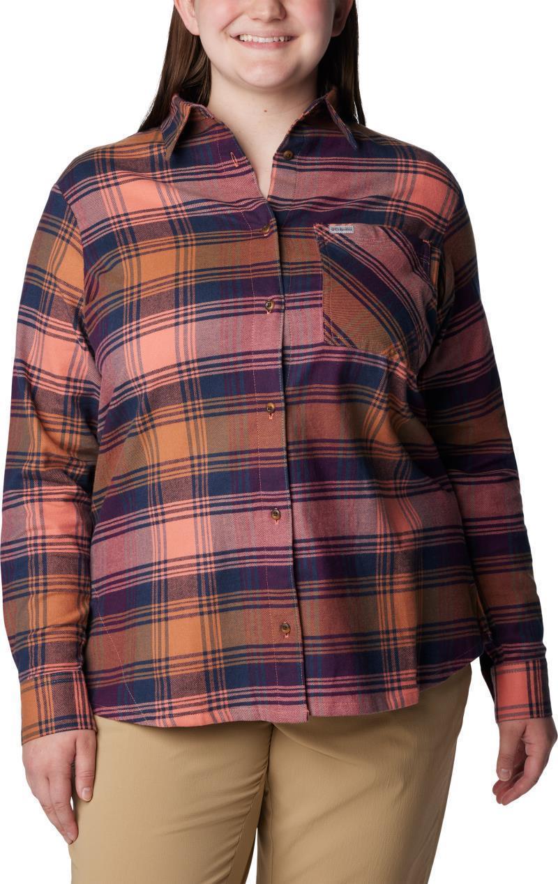 Calico Basin Flannel LS Shirt - Plus - Womens - Faded Peach Dimensional Buffalo 1