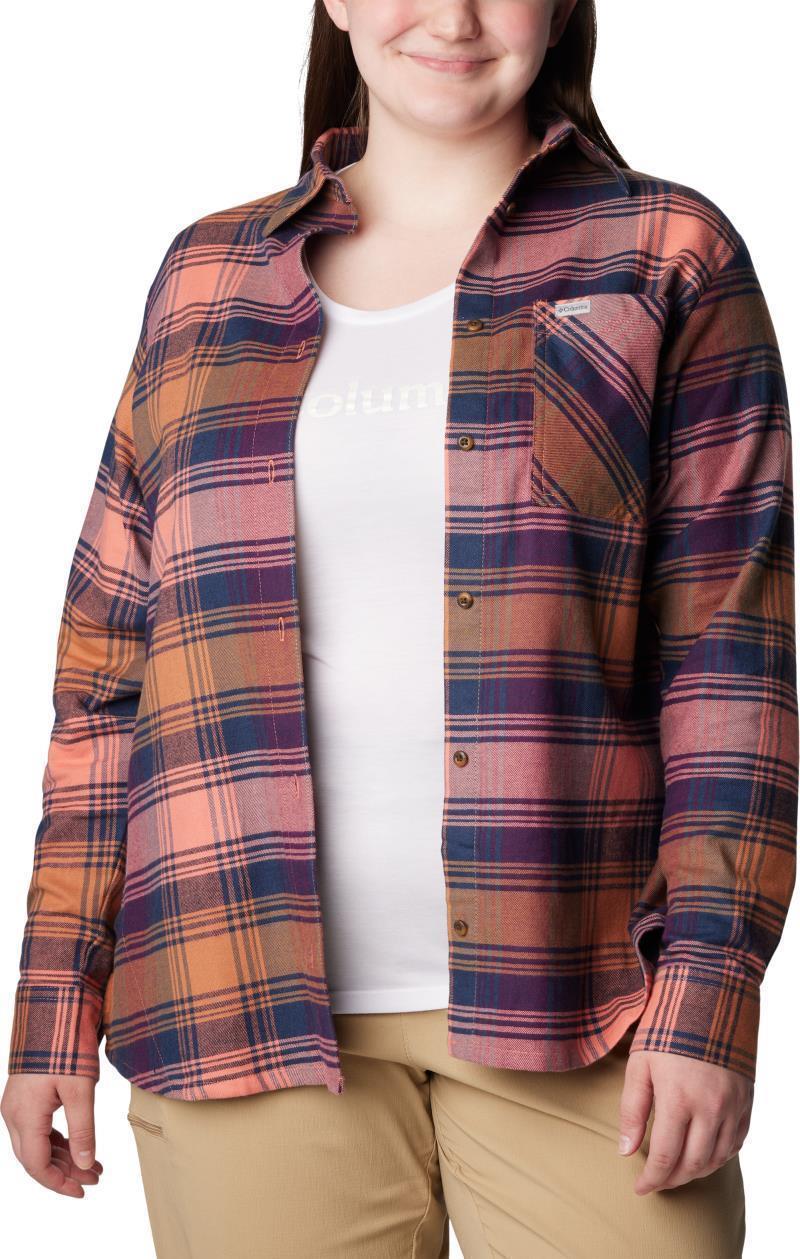 Calico Basin Flannel LS Shirt - Plus - Womens - Faded Peach Dimensional Buffalo 3