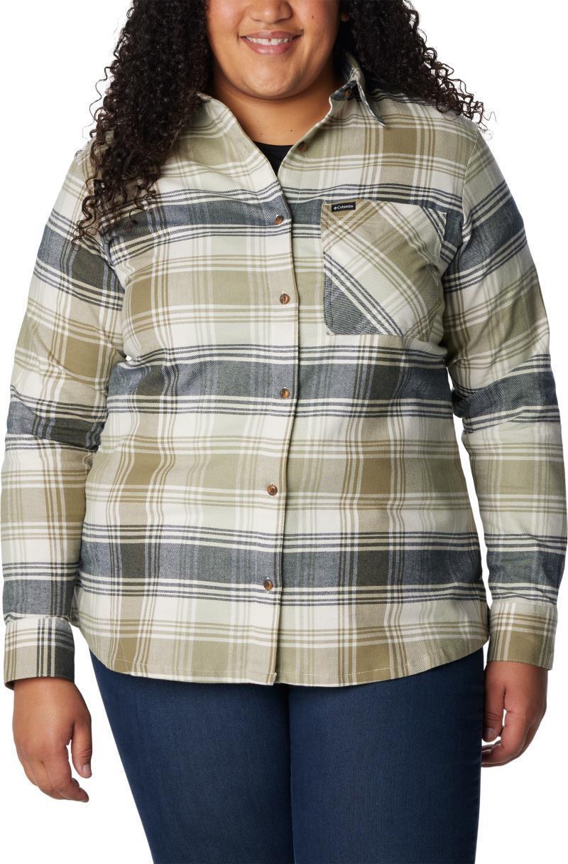 Calico Basin Flannel LS Shirt - Plus - Womens - Stone Green Dimensional Buffalo 1