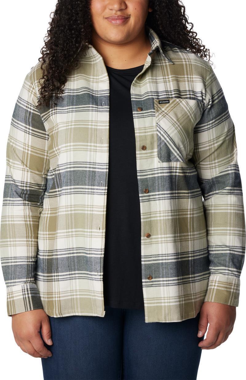 Calico Basin Flannel LS Shirt - Plus - Womens - Stone Green Dimensional Buffalo 3
