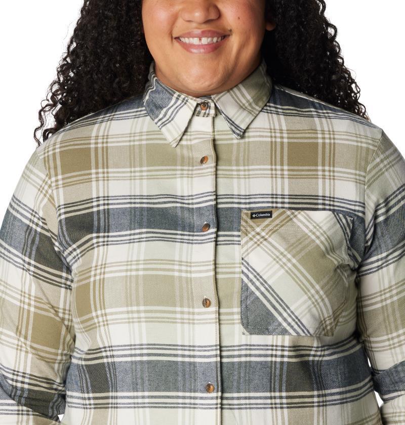 Calico Basin Flannel LS Shirt - Plus - Womens - Stone Green Dimensional Buffalo 6