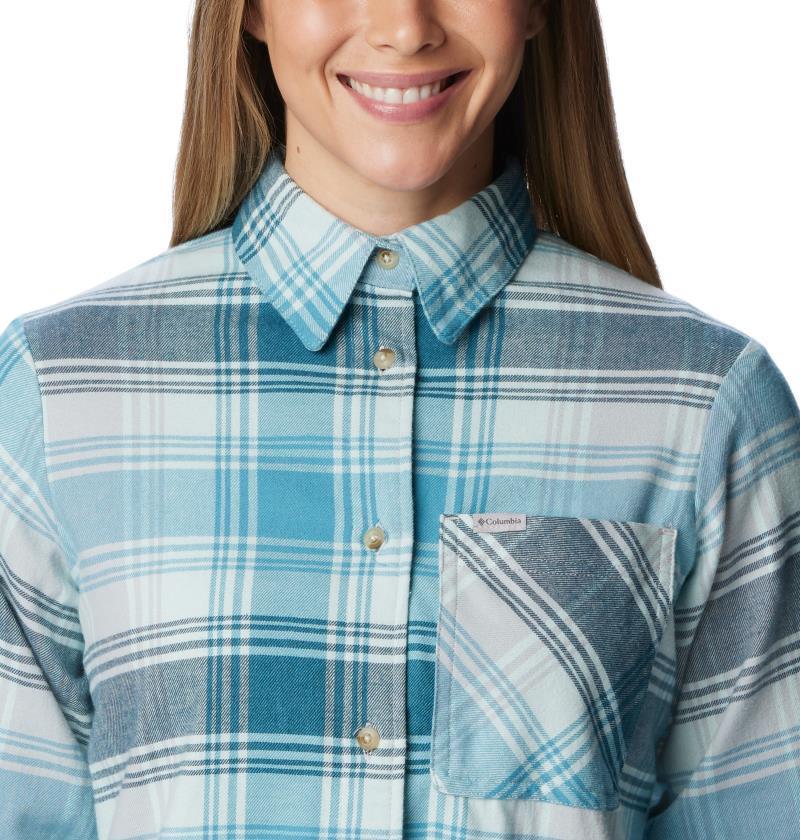 Calico Basin Flannel LS Shirt - Womens - Aqua Haze Dimensional Buffalo 4