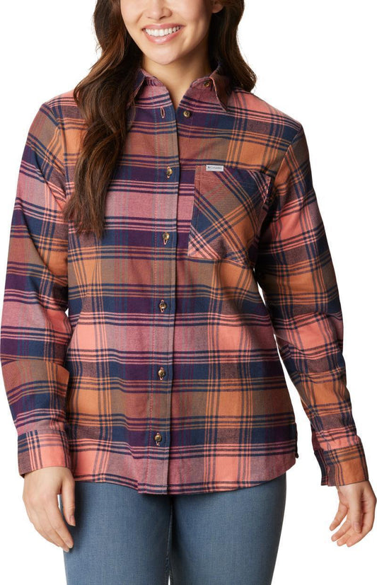 Calico Basin Flannel LS Shirt - Womens - Faded Peach Dimensional Buffalo 1