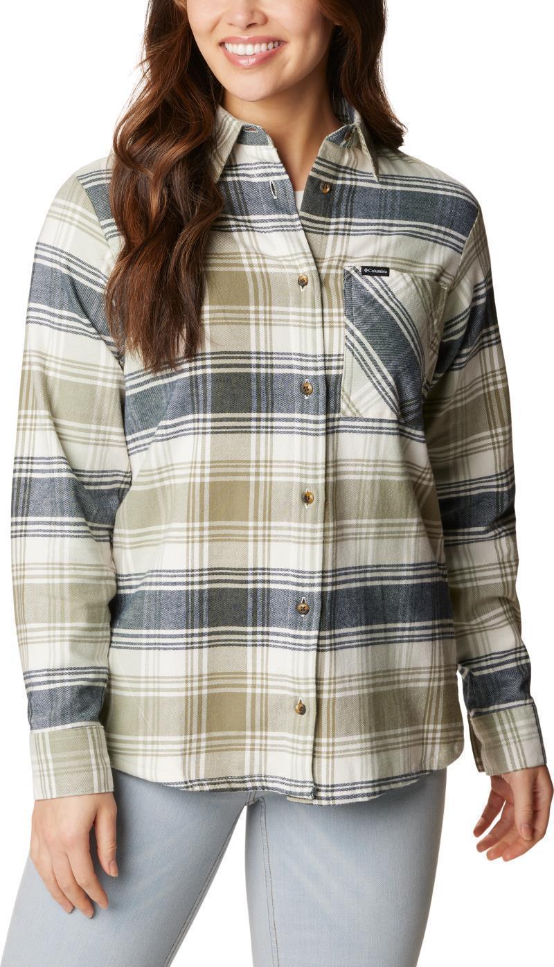 Calico Basin Flannel LS Shirt - Womens - Stone Green Dimensional Buffalo 1