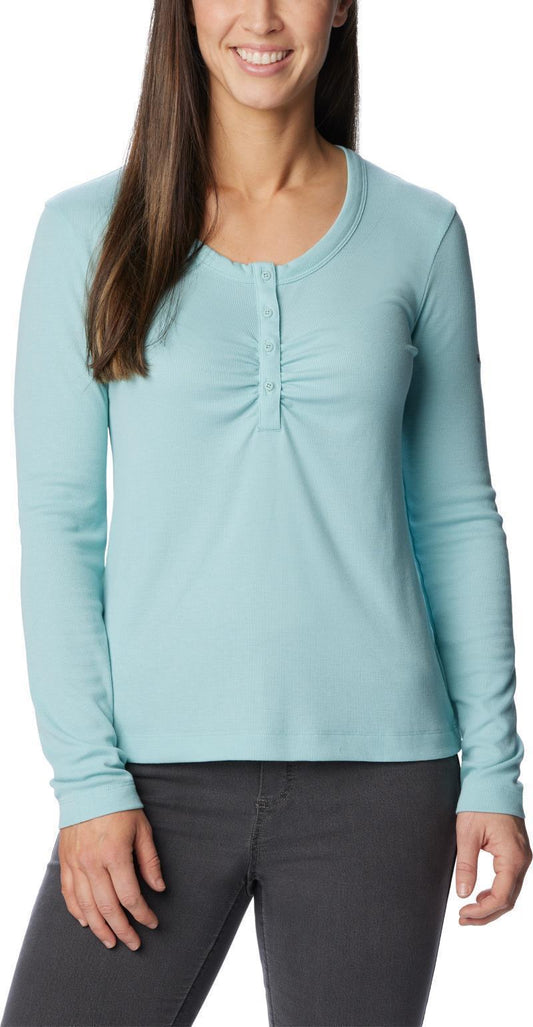 Calico Basin Ribbed LS Shirt - Womens - Aqua Haze 1