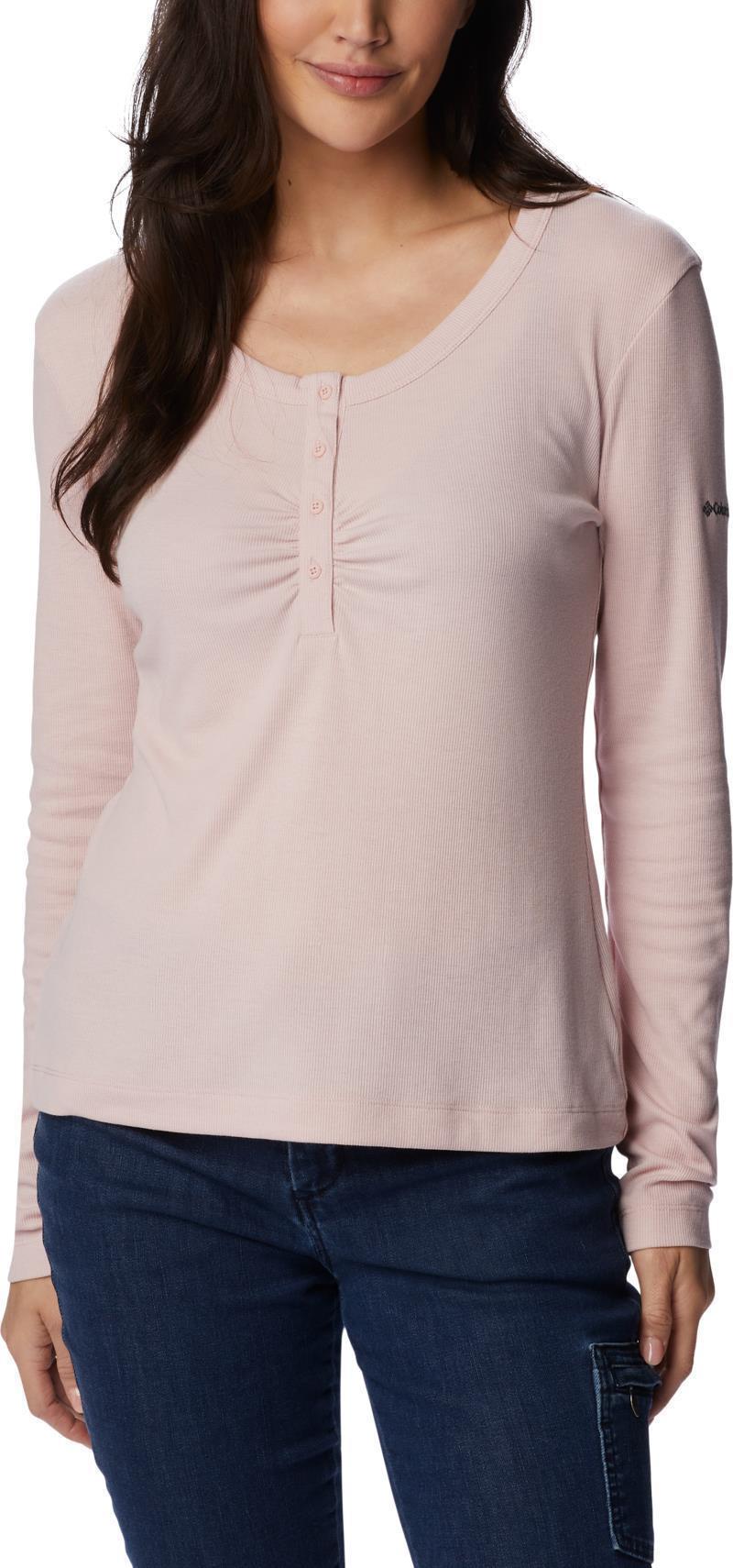 Calico Basin Ribbed LS Shirt - Womens - Dusty Pink 1