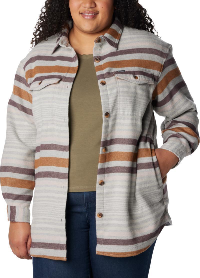 Calico Basin Shirt Jacket - Plus - Womens - Columbia Grey Heathered Stripe 3