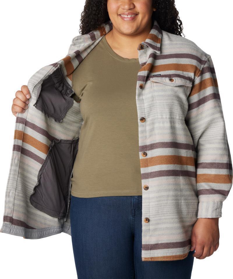 Calico Basin Shirt Jacket - Plus - Womens - Columbia Grey Heathered Stripe 4