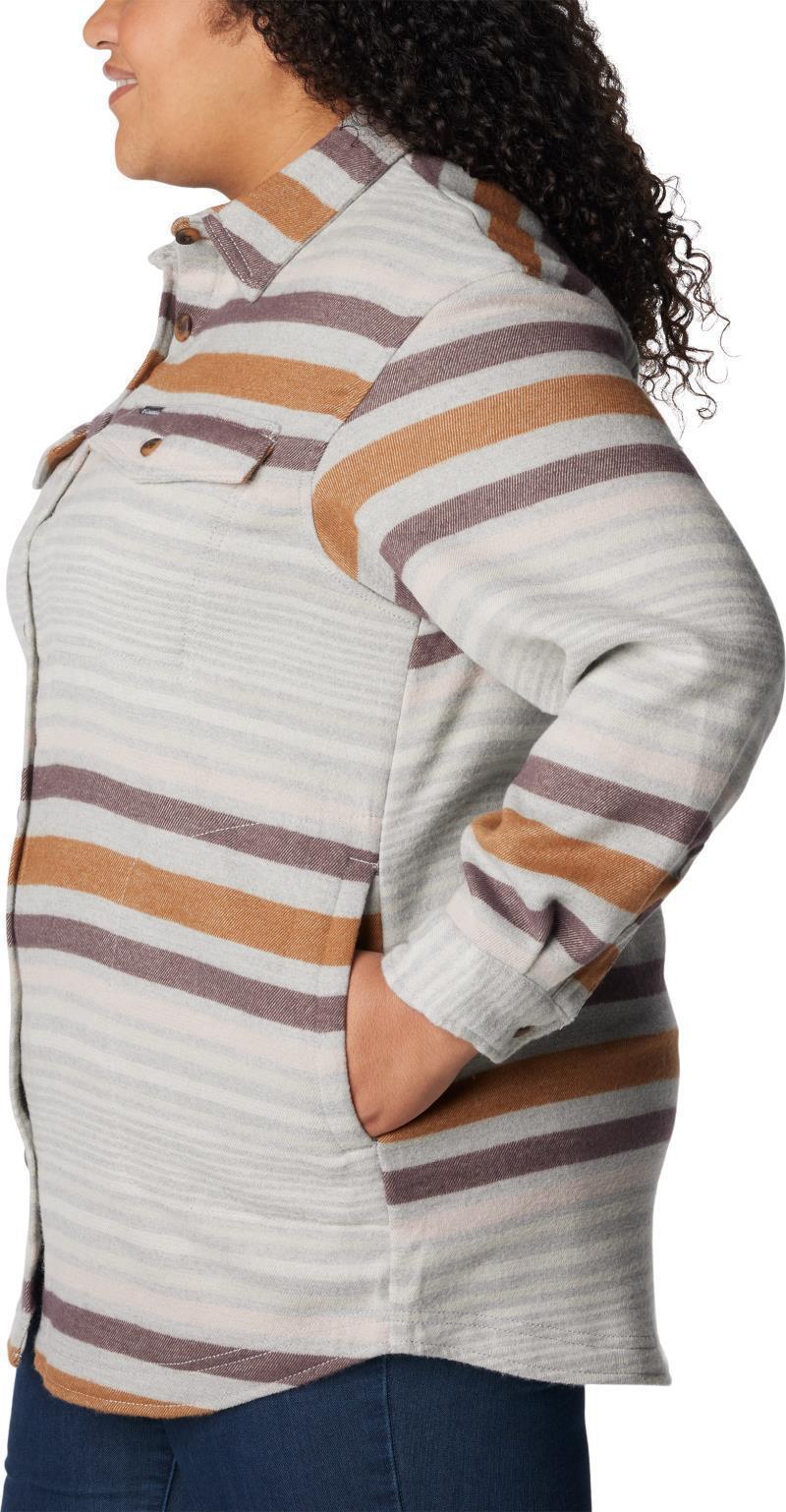 Calico Basin Shirt Jacket - Plus - Womens - Columbia Grey Heathered Stripe 5