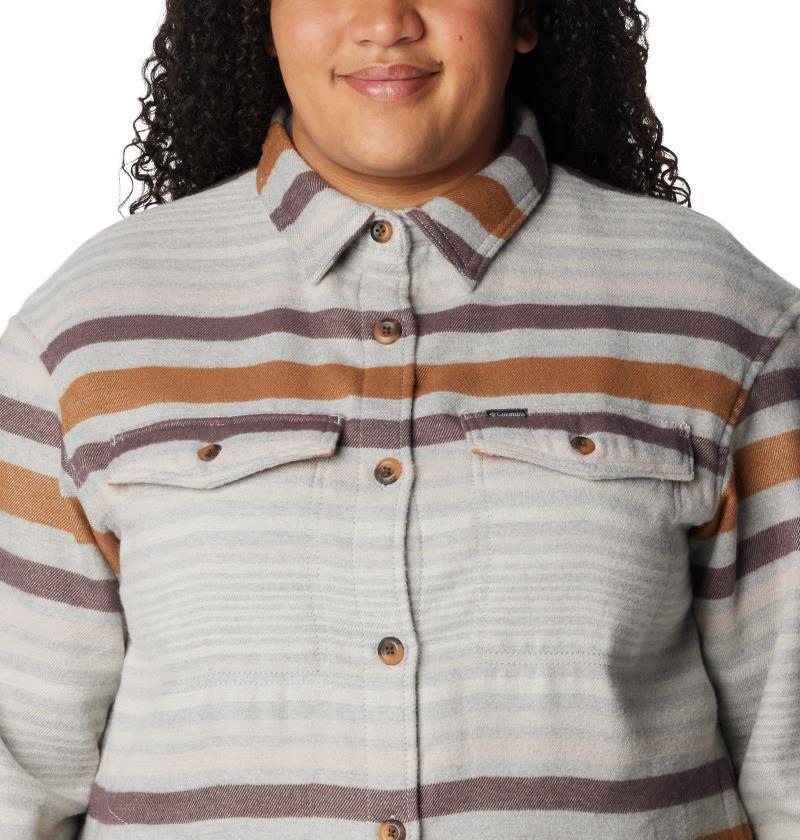 Calico Basin Shirt Jacket - Plus - Womens - Columbia Grey Heathered Stripe 6