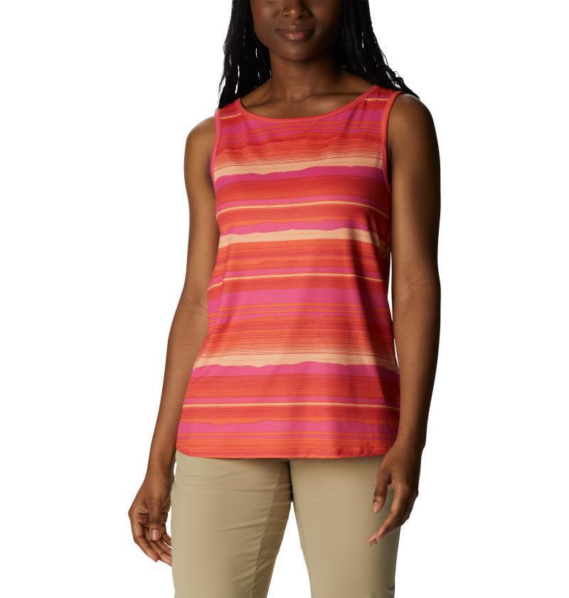 Chill River Tank - Womens - Sunset Orange / Horizons Stripe 1