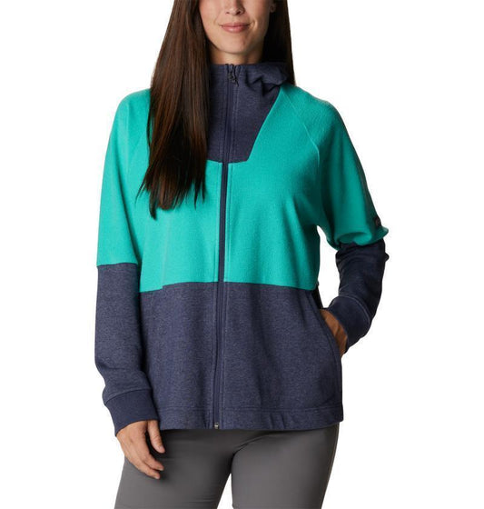 Columbia Lodge French Terry Hooded Full Zip - Womens - Nocturnal Heather / Electric Turquoise Heather 1