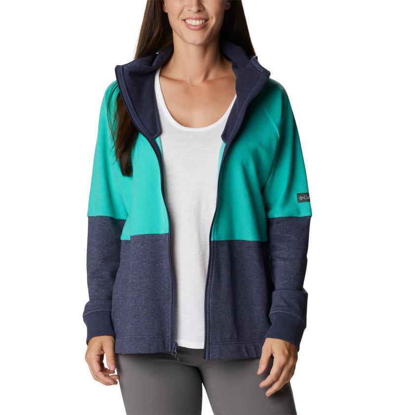 Columbia Lodge French Terry Hooded Full Zip - Womens - Nocturnal Heather / Electric Turquoise Heather 2