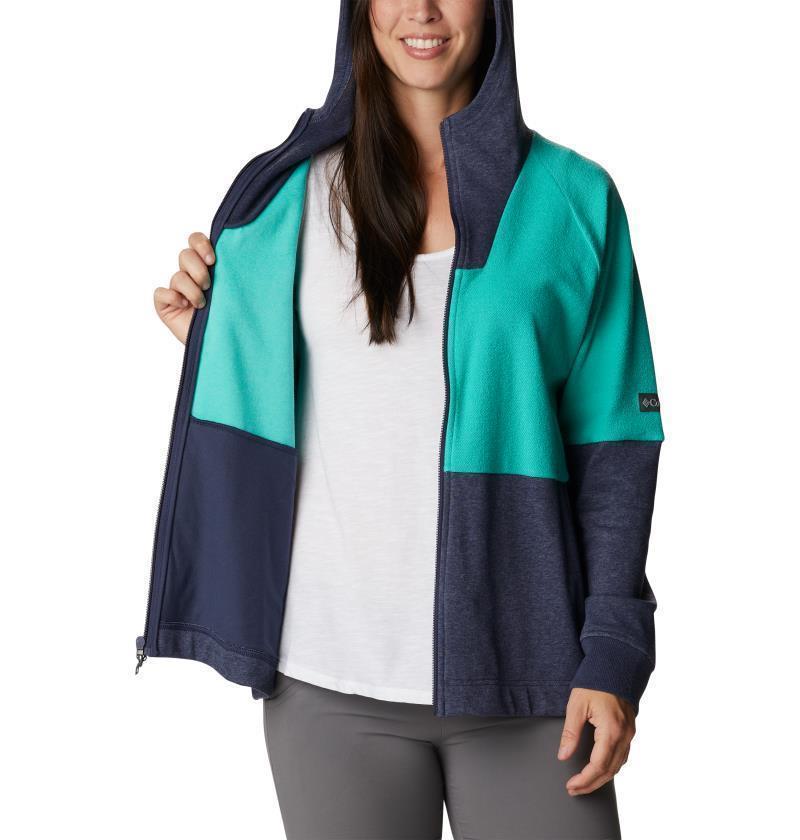 Columbia Lodge French Terry Hooded Full Zip - Womens - Nocturnal Heather / Electric Turquoise Heather 3