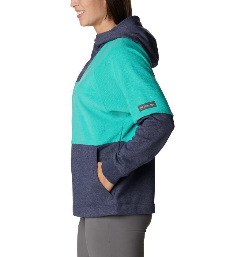 Columbia Lodge French Terry Hooded Full Zip - Womens - Nocturnal Heather / Electric Turquoise Heather 4