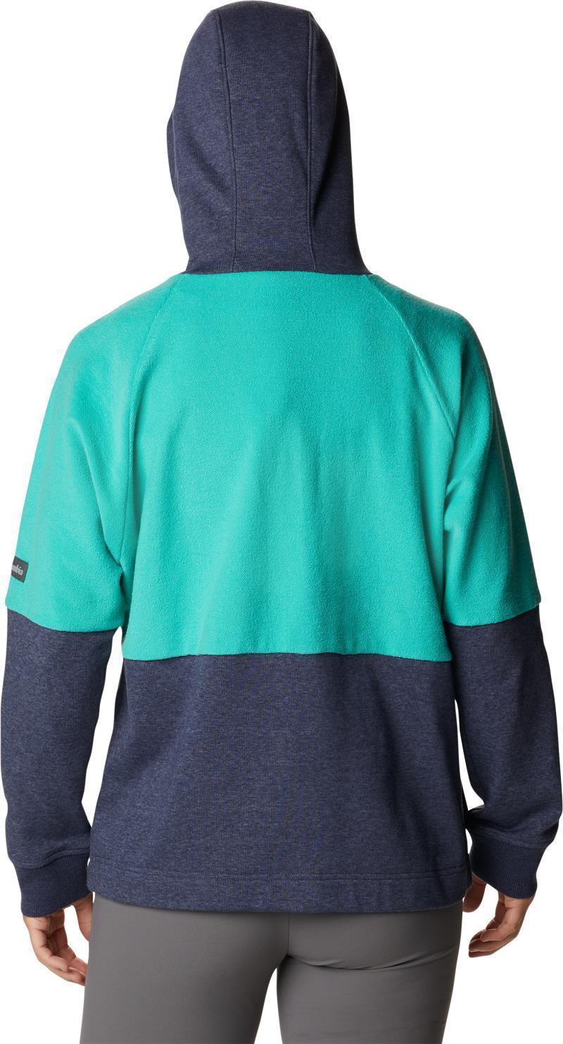 Columbia Lodge French Terry Hooded Full Zip - Womens - Nocturnal Heather / Electric Turquoise Heather 5