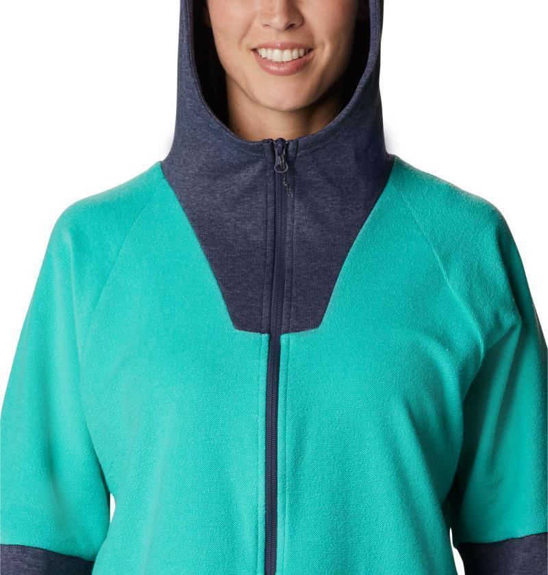 Columbia Lodge French Terry Hooded Full Zip - Womens - Nocturnal Heather / Electric Turquoise Heather 6