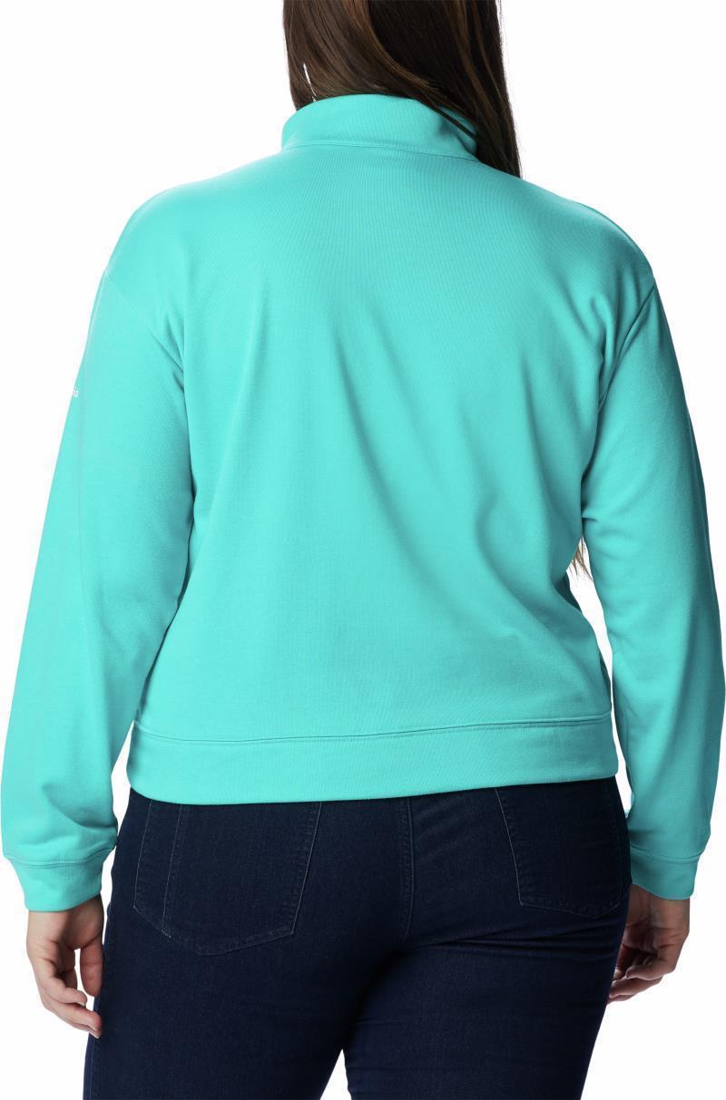 Columbia Trek French Terry Half Zip - Plus - Womens - Bright Aqua / White CSC Stacked Logo 2
