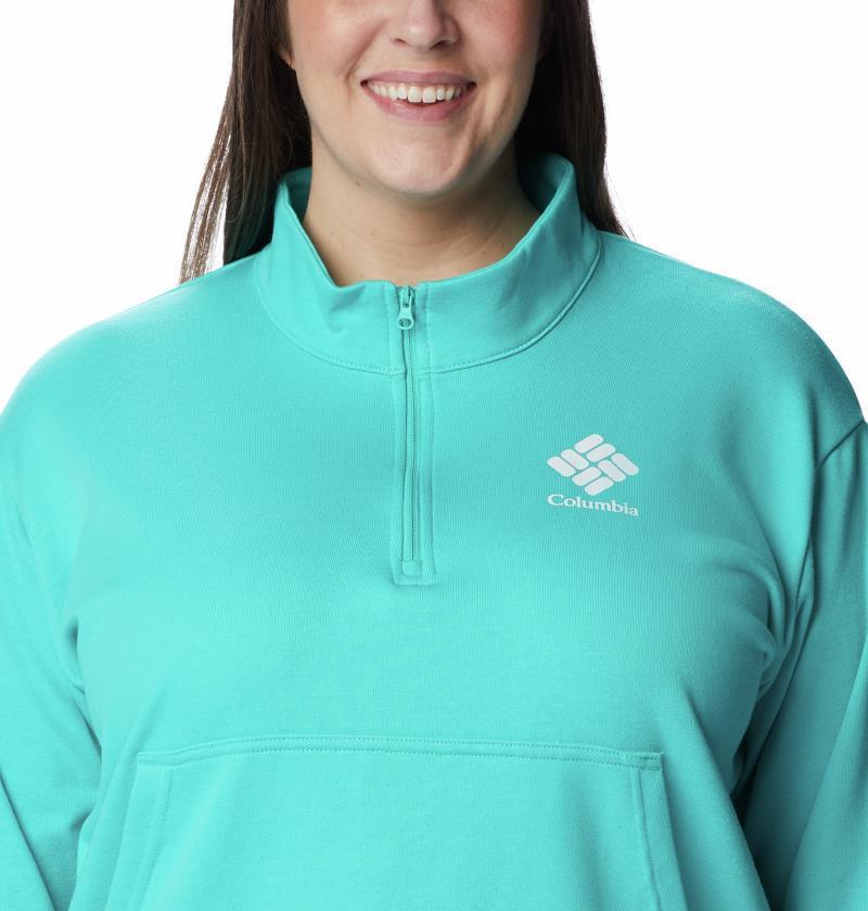 Columbia Trek French Terry Half Zip - Plus - Womens - Bright Aqua / White CSC Stacked Logo 4