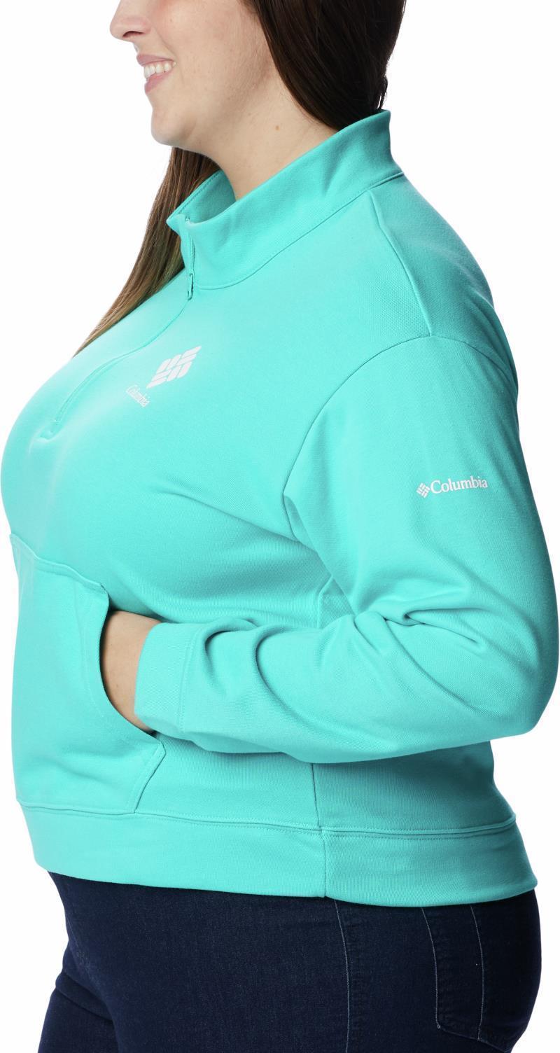 Columbia Trek French Terry Half Zip - Plus - Womens - Bright Aqua / White CSC Stacked Logo 5