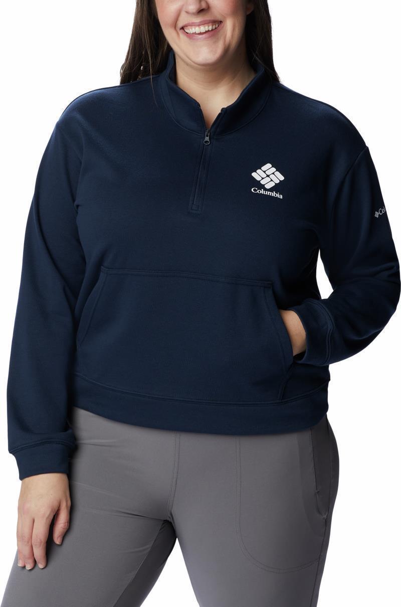 Columbia Trek French Terry Half Zip - Plus - Womens - Collegiate Navy / White CSC Stacked Logo 3