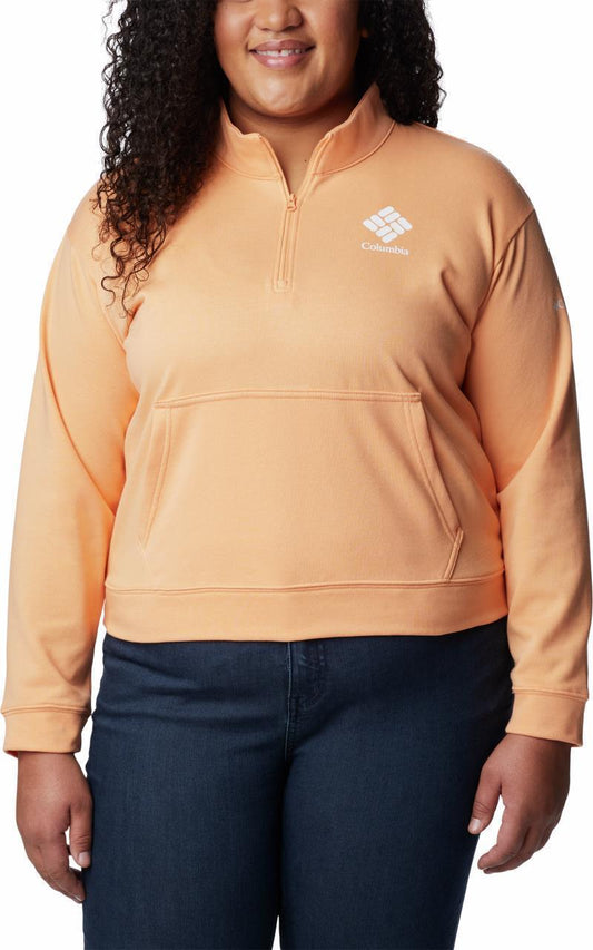 Columbia Trek French Terry Half Zip - Plus - Womens - Peach / White Stacked Logo 1