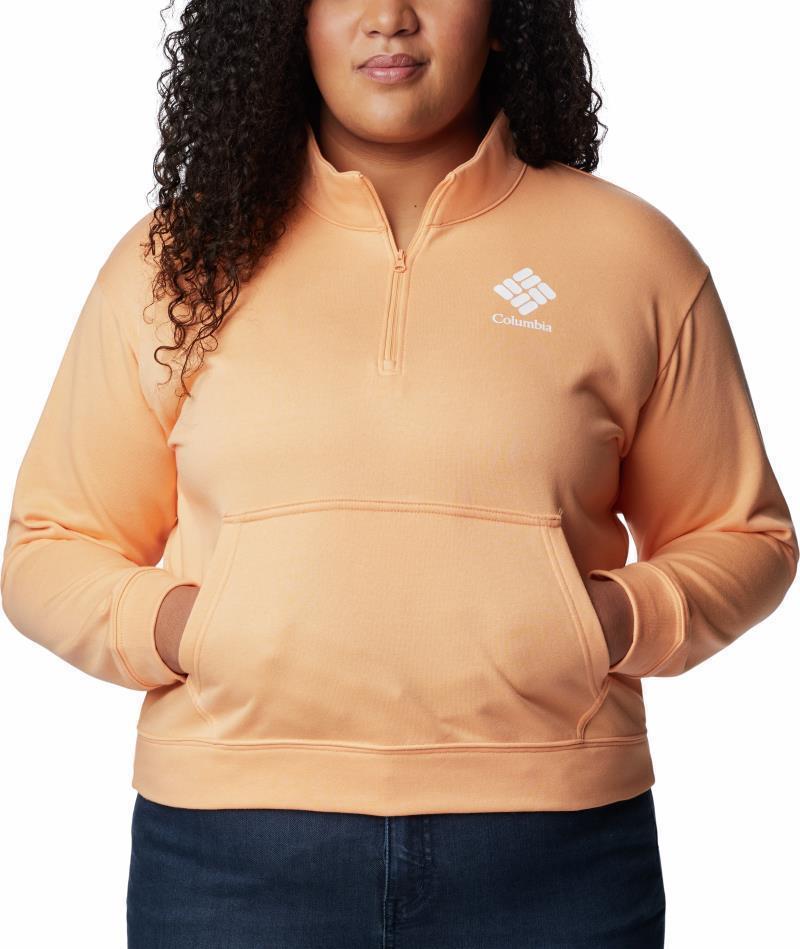 Columbia Trek French Terry Half Zip - Plus - Womens - Peach / White Stacked Logo 3