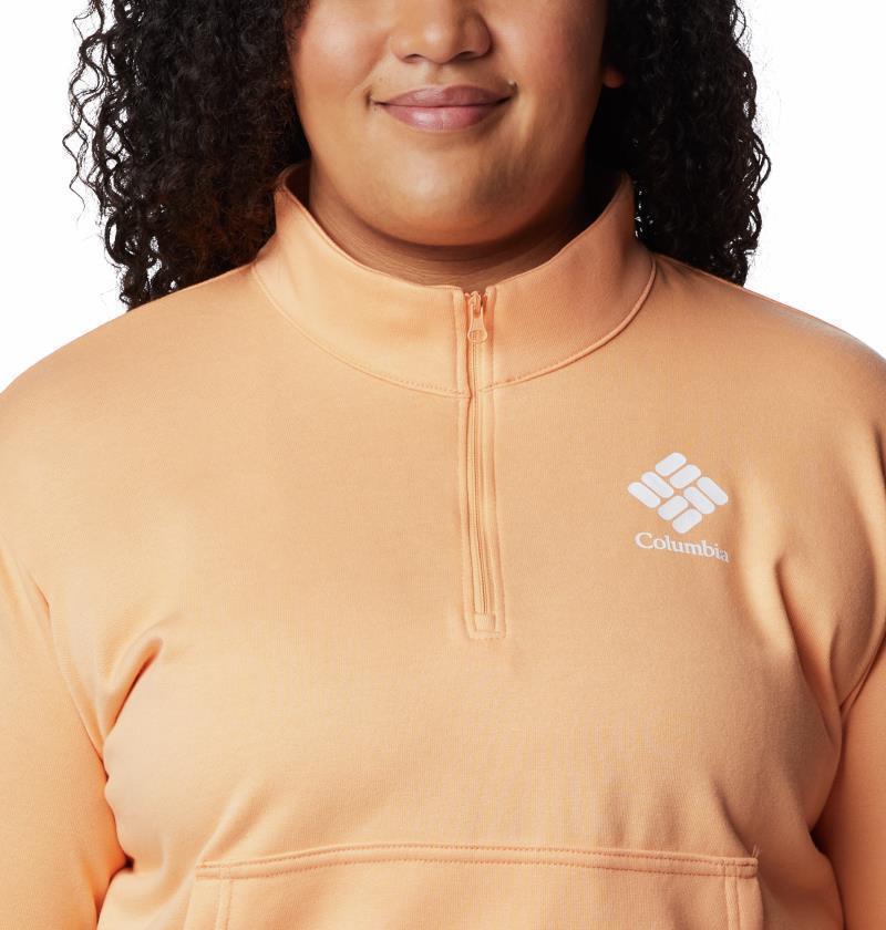 Columbia Trek French Terry Half Zip - Plus - Womens - Peach / White Stacked Logo 4