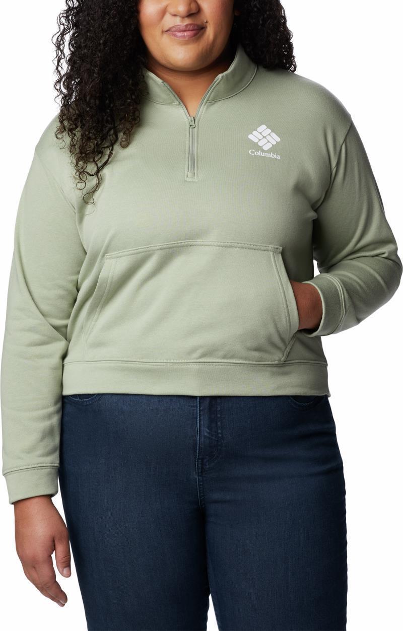 Columbia Trek French Terry Half Zip - Plus - Womens - Safari / White CSC Stacked Logo 1