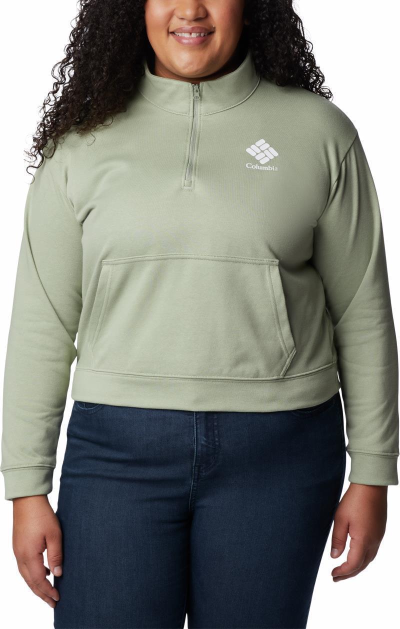Columbia Trek French Terry Half Zip - Plus - Womens - Safari / White CSC Stacked Logo 3