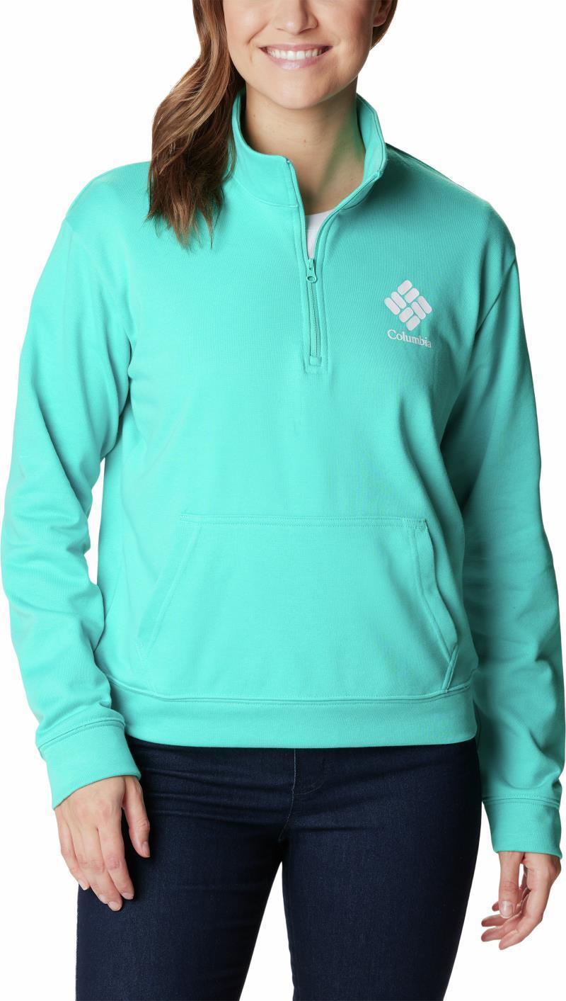 Columbia Trek French Terry Half Zip - Womens - Bright Aqua / White CSC Stacked Logo 1