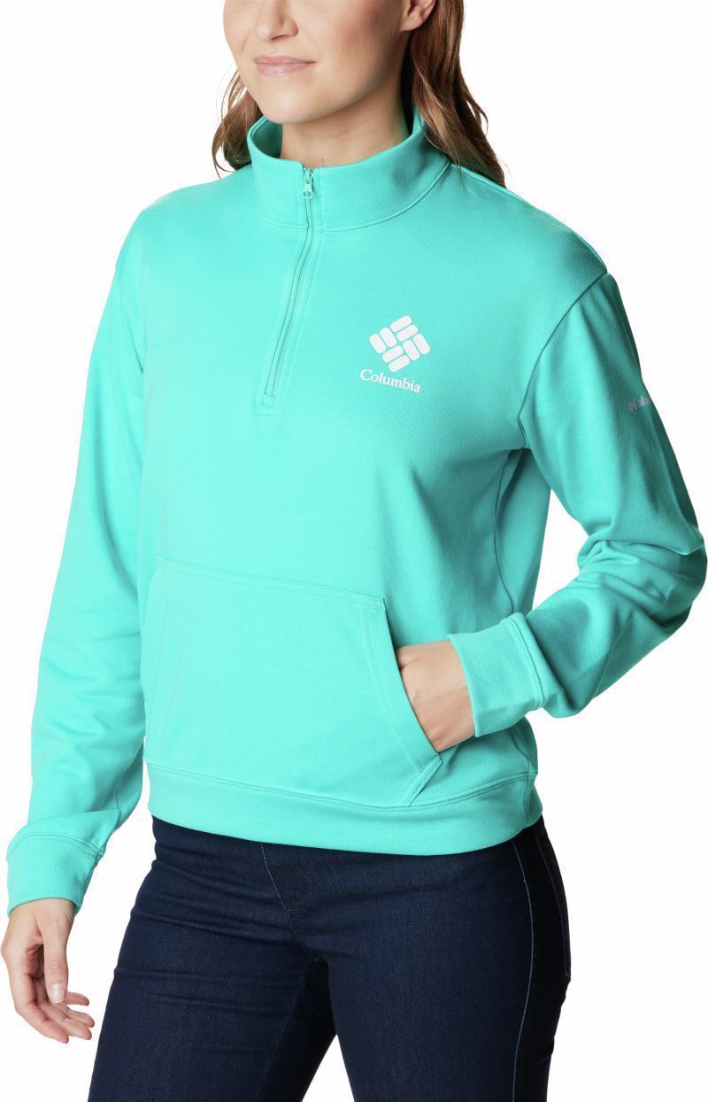 Columbia Trek French Terry Half Zip - Womens - Bright Aqua / White CSC Stacked Logo 3