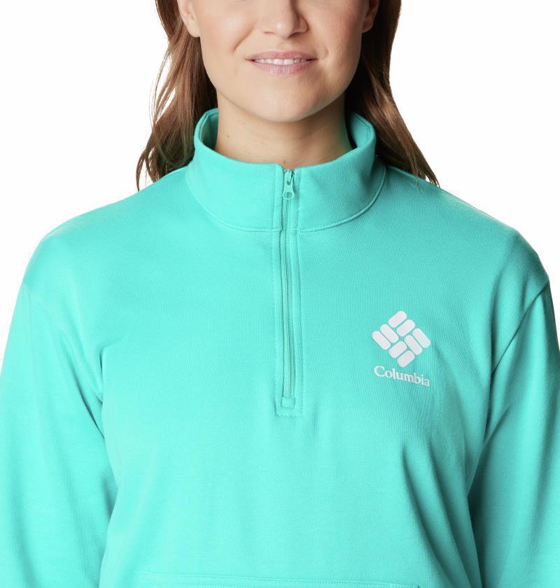 Columbia Trek French Terry Half Zip - Womens - Bright Aqua / White CSC Stacked Logo 4